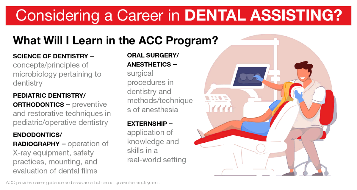 What Will I learn: Science of dentistry, pediatrics dentistry/orthodontics, endodontics/radiography, oral surgery/anesthetics, externship