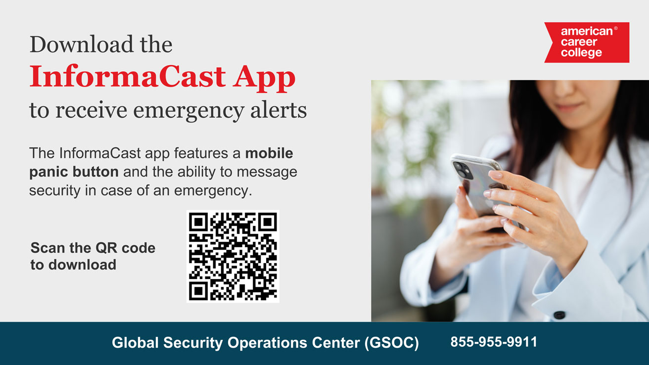 InformaCast App - features a mobile panic button and the ability to message security in case of an emergency.
